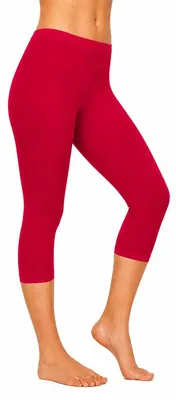 Produktbild von Hochwertige Dreiviertel Leggings für Damen, 3-Viertel Leggings, Rot - S