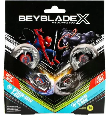 Image de Coffret pack 2 toupies beyblade x : spider-man 3-60f et venom 3-80n - type défense et attaque - pack toupie et lanceur - hasbro g0288
