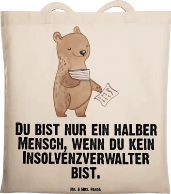 Produktbild von Mr. & Mrs. Panda Tote Bag Insolvenzverwalter Herz - Transparent - Geschenk, Tasche, Unitasche, Laptoptasche, Jutebeutel, Tragetasche