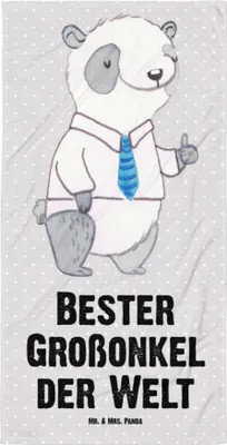 Produktbild von Mr. & Mrs. Panda Duschtuch Panda Bester Großonkel der Welt - Grau Pastell - Geschenk, Geschenkidee, Reisehandtuch, Onkel, Strandtuch, Handtuch, Großes Badehandtuch