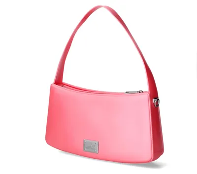 Produktbild von Damenhandtasche aus Polyurethan in Hellrosa mit Schultergurt und goldenen Details