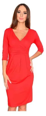 Produktbild von Damen Wickelkleid Kleid mit V-Ausschnitt; Rot/S/M