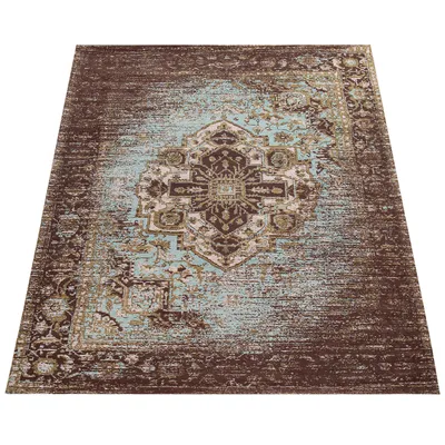 Produktbild von Orient Kurzflor Teppich Wohnzimmer Used-Look Orientalisches Design In Braun Grösse 80x150 cm