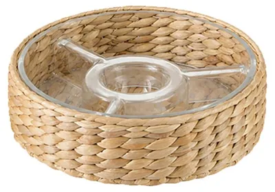 Produktbild von Aperitif-Set aus Rattan mit 3 Fächern, 28 x 28 x 8 cm
