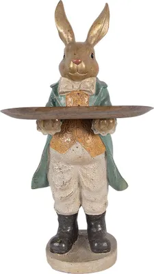 Zdjęcie produktu dla Clayre & Eef Figurka dekoracyjna Królik 20x23x46 cm Złoty kolor Tworzywo sztuczne