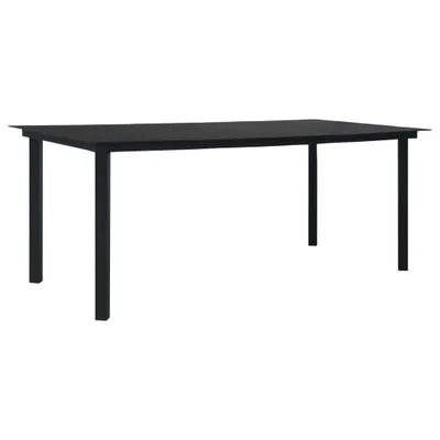 Image de Table de jardin noire 190x90x74 cm acier et verre