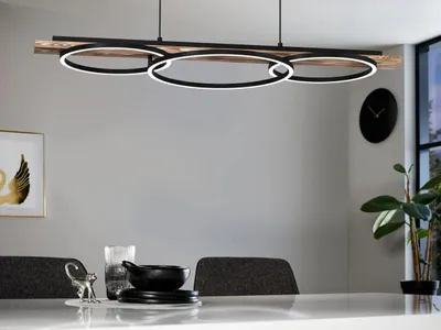 Obrázek produktu pro Závěsné LED svítidlo Boyal, 101 x 40 x 110 cm, černá/hnědá-rustikální, teplá bílá
