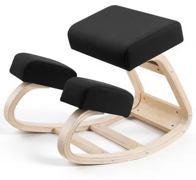 Produktbild von Ergonomischer Kniestuhl - Kniehocker - Dicke Schaumstoffpolster - Stabiler Massivholzrahmen - Entlastet Nacken und Rücken - Für Büro, Zuhause, Meditation - Schwarz