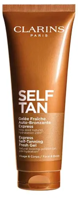 Image de Clarins Gel Fresco Auto-bronzant Express, Gel, Visage et corps, 125 ml, Tube, Hydratant, Femmes