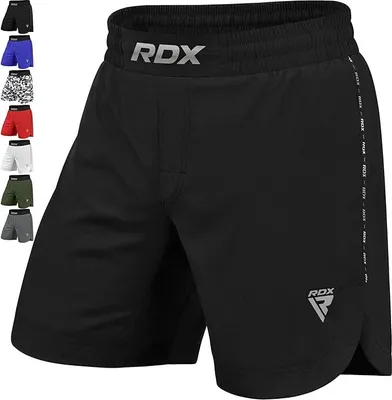 Produktbild von RDX Sports MMA Shorts T15 Schwarz M, 98% Performance-Polyester & 2% Elasthan, Zahnschutztasche, antimikrobiell, formstabil, Kordelzugbund, polyesterverstärkte Nähte