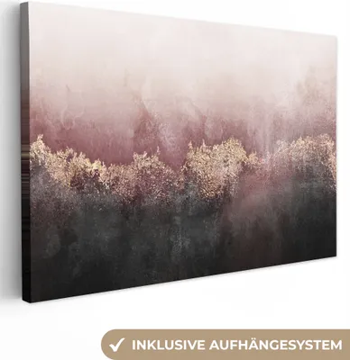 Obrázek produktu pro OneMillionCanvasses® - Plátna - Třpytky - Zlatá - abstraktní, nástěnné umění, nástěnné dekorace Obývací pokoj, 120x80cm
