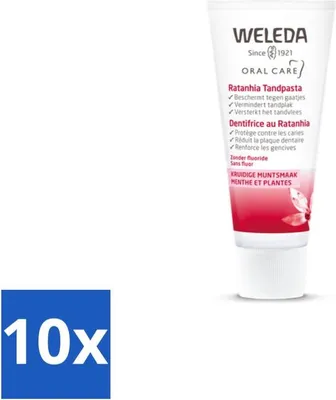 Image de WELEDA - Dentifrice - Ratanhia - 75 ml - Pack avantage - 10 pièces