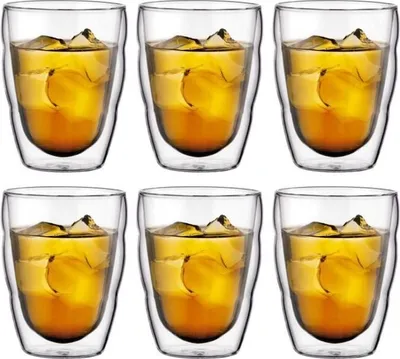 Immagine prodotto di Set di bicchieri termici, BODUM Pilatus, a doppia parete, 6 pezzi, 0,25 l, trasparenti
