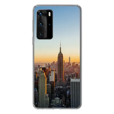 Produktbild von MuchoWow® Handyhülle Schutzhülle Hülle für Huawei P40 Pro New York - Skyline - Sonnenuntergang Silikon Softcase Handy Hülle - Schutz