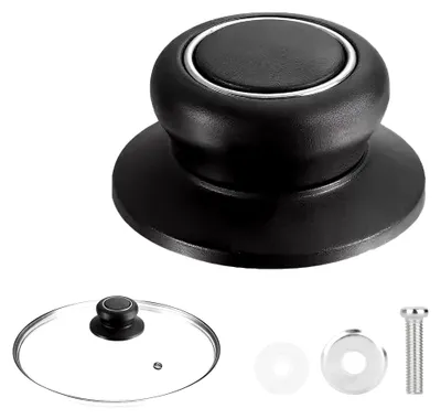 Produktbild von Topfdeckelgriff, Universal Deckelknauf, Bakelit Ersatzdeckelknöpfe, mit Schrauben für Pfannendeckel, schwarz
