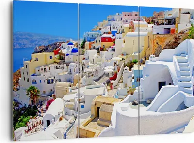 Produktbild von Bild auf Leinwand - Leinwandbild - Griechenland insel tourismus santorini - 165x110cm - Wand Bild - Wanddeko - Leinwanddruck - Bilder - Kunstdruck - Leinwand bilder - Wandkunst - CE165x110-2651