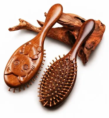 Obrázek produktu pro BEYSTON Řezbovaný dřevěný kartáč, přírodní hnědá, Obrázek vytvořený pomocí AI
