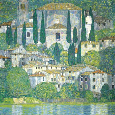 Produktbild von Gustav Klimt Kunstdruck Bild - Kirche In Cassone Am Gardasee, 1913 (100 x 100 cm)