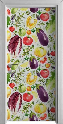 Produktbild von Tür Selbstklebende 90x210 cm Türfolie Türtapete Klebefolie -  Aquarell Gemüse