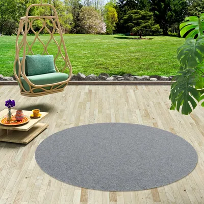 Produktbild von Kunstrasen Rasenteppich mit Noppen Kingston Grau Rund, Größe:100 cm Rund