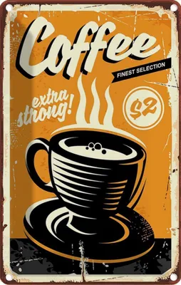 Produktbild von vianmo Blechschild 18x12 cm extra strong Coffee Kaffee Essen Trinken