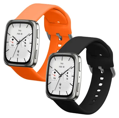 Produktbild von kwmobile 2x Uhrenarmband für Garmin 20mm Amazfit Active 2 Square / Amazfit Active 2 Armband - Fitnesstracker Band Set aus TPU Silikon - Ersatzarmband