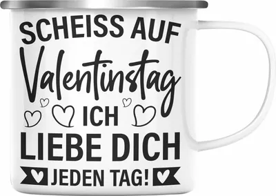 Produktbild von Trendation - Emaille Tasse Valentinstag Sch auf Valentinstag Ich Liebe Dich Jeden Tag Geschenk Freundin Freund Spruch Männer Frauen (Silber)