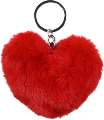 Immagine prodotto di Portachiavi a forma di cuore in peluche - Morbido ciondolo da borsa come regalo affettuoso