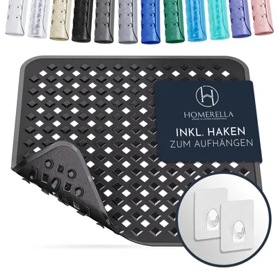 Produktbild von Homerella® Duschmatte rutschfest 53x53cm - 100% BPA frei - 2 Haken zum Aufhängen - Antirutschmatte Dusche hautsensitiv, Duscheinlage maschinenwaschbar