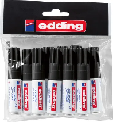 Produktbild von Edding ED-05-10-001, Schwarz, Schwarz, Weiß, Aluminium, 1,5 mm, 3 mm, Karton, Glas, Leder, Metall, Kunststoff, Holz
