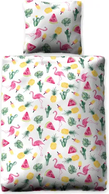 Produktbild von Jilda-Tex Seersucker Bettwäsche Summer Feeling 155x220 cm Sommerbettwäsche Flamingobettwäsche