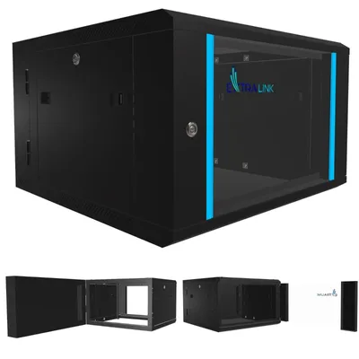 Obrázok produktu pre Extralink Rackmount skrinka 6U 600x600 AZH čierna montáž na stenu, výkyvný typ