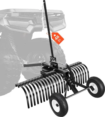 Produktbild von Rasentraktor Anhänge-Vertikutierer - Zugrechen für ATV & Aufsitzmäher - Arbeitsbreite 121,9 cm - 24 Harkenzinken - Höhen- & Winkelverstellung - Für Laub & Rasenfilz - Schwerlast
