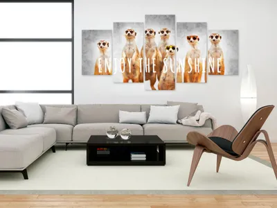 Produktbild von Akustikbild Tiere Afrika 200x100 cm Bilder Akustikschaum Hochleistungsschallabsorber Schallschutz Leinwand 5 tlg Wandbild Raumakustik Schalldämmung g-A-0087-b-o