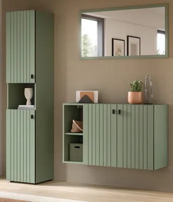 Produktbild von Garderobe Set 3-teilig "Loreno" in grün 161 x 192 cm