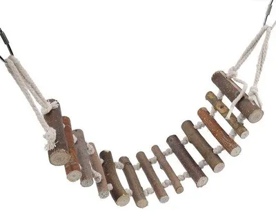Productafbeelding van Houten speeltoestel voor papegaaien: klimtoren, schommel, knaagmand. Materiaal: hout. Afmetingen: 61 x 10 cm