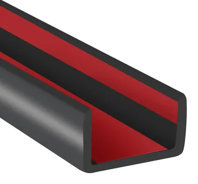 Image de Bordure en caoutchouc souple, profil en U, adhésive, 45 mm, noire, 6 mètres