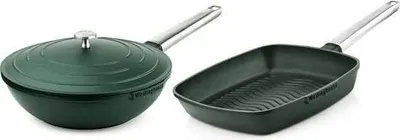 Produktbild von Westinghouse Pfannenset Performance (Wokpfanne + Grillpfanne) ø 28 cm - Grün - Induktion und alle anderen Wärmequellen