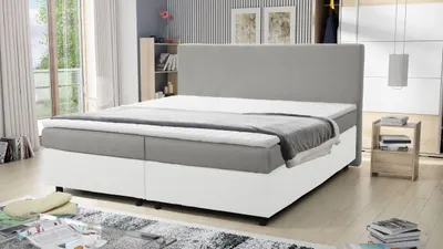 Produktbild von Boxspringbett 180x200 Hotelbett Bonellfederkern Bett Topper Paxos 6 Grau Weiß