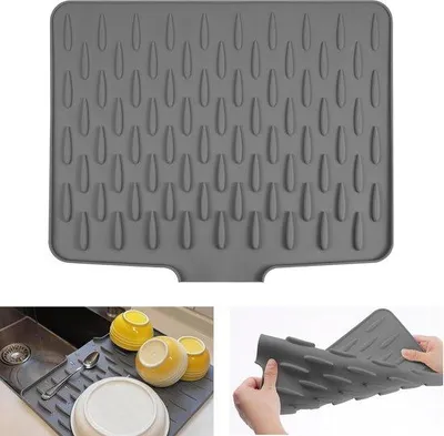 Productafbeelding van Unyqoos® siliconen afdruipmat, 40 x 32 cm, voor keukenspoelen – antislip, hittebestendig tot 230 °C, vaatwasmachinebestendig, opvouwbaar