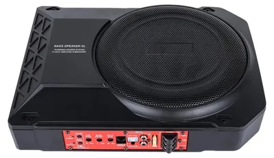 Image de Subwoofer pour voiture - Subwoofer actif plat en caisson - 20 cm - 800 W - 12 V - À installer sous le siège - Câble inclus - Noir