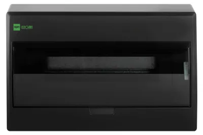Aufputz und Unterputz / Sicherungskasten / Verteilerkasten / IP 40 / 1-Reihig für 12 Module / mit PE-/N-Klemmen / modernes schwarz