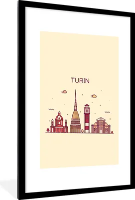 Produktbild von MuchoWow® MuchoWow® Gerahmtes Poster Turin - Italien - Skyline 60x90 cm - Poster mit zchwarzem Bilderrahmen - Dekoration - Wandposter Wohnzimmer - Hochwertig