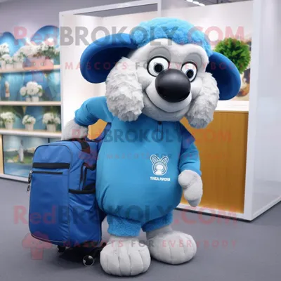 Obrázek produktu pro Postava REDBROKOLY maskota Sky Blue Suffolk Sheep oblečená do mikiny a tašek Messenger