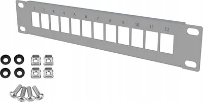 Zdjęcie produktu dla Patch Panel Rack 10” 1U 12 Slotów Szary Stalflex Do Szaf Sieciowych Rack