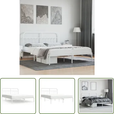 Produktbild von The Living Store Bettgestell mit Kopfteil Metall Weiß 183x213 cm