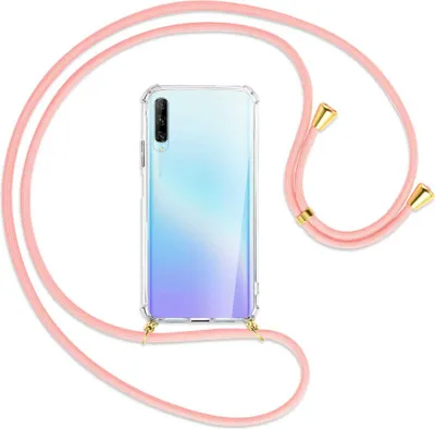 Produktbild von Handykette Backcover-Schutzhülle mit Band (Metall goldfarben) für Huawei P Smart Pro 2019 - rosa