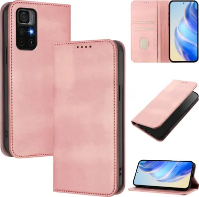 Immagine prodotto di Custodia per Xiaomi Poco M4 Pro 5G, custodia in pelle vintage con protezione RFID, slot per carte, stand Rosa
