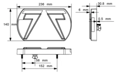 Rücklicht Glo Trac LED L26095 12 V rechts 5 PIN's Bajonett