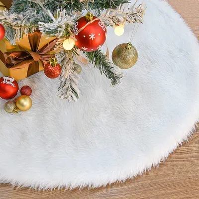 Weihnachtsbaumrock 78 cm, weiß, Plüsch, rund, für Feiertagsdekoration